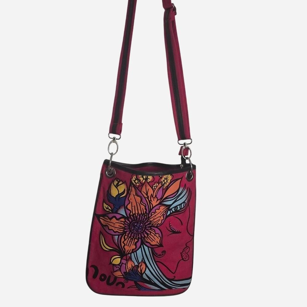 Cathy Collections Pretty Red Floral Crossbody bag Adjustable Strap